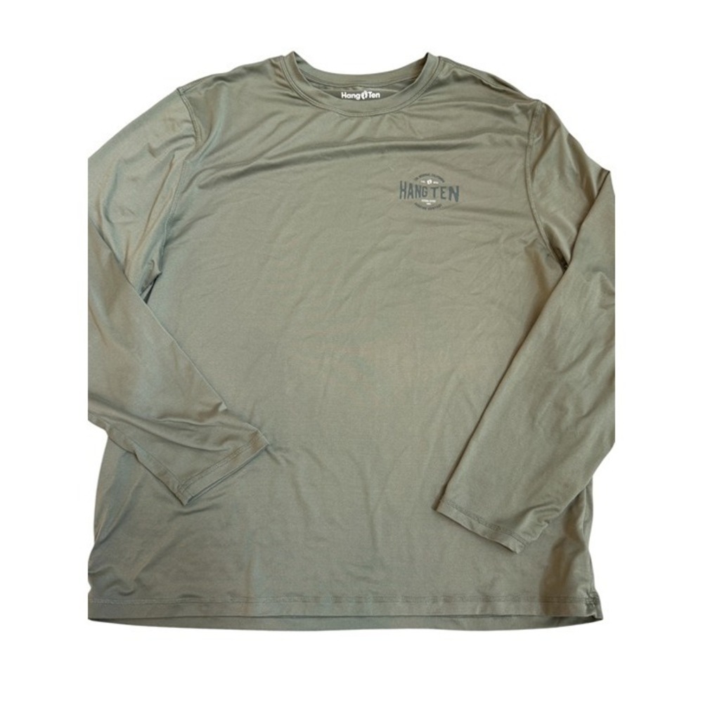 Hang Ten Men's Long Sleeve UV Protection UPF 50+ Performance Sun Tee Olive Green